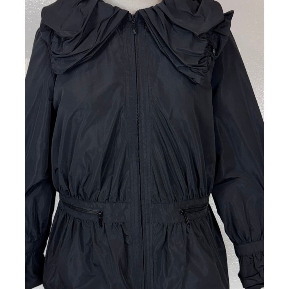 Doncaster Womens Size 10 Black Ruffled Collar Zip Front Jacket Blouson Polyester - Picture 6 of 10